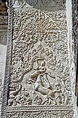 Angkor Wat temple, the fourth enclosure, the bas reliefs of the west gopura, friezes of figurines mounted on a variety of animals